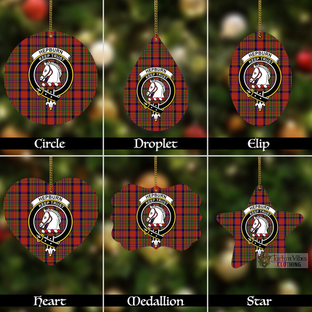 Tartan Vibes Clothing Hepburn Tartan Christmas Aluminium Ornament with Family Crest