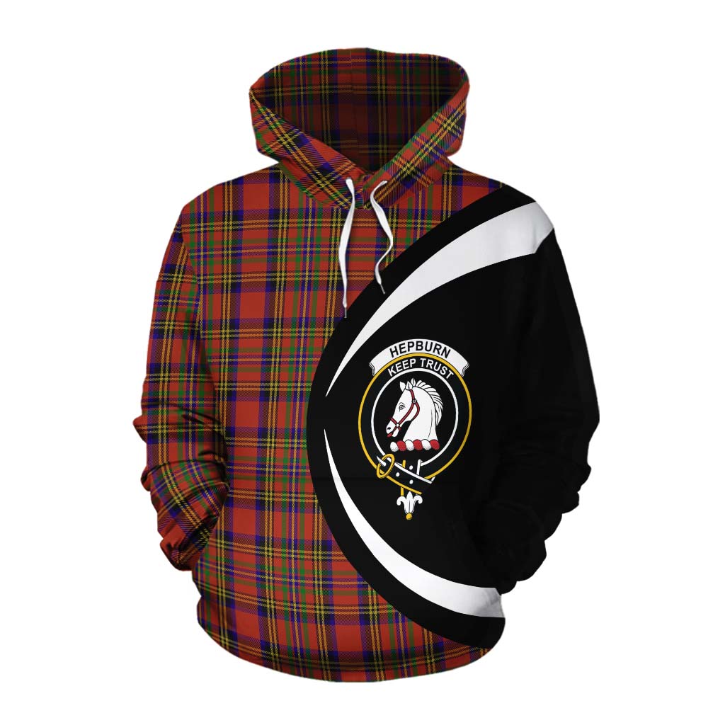 Tartan Vibes Clothing Hepburn Tartan Cotton Hoodie with Family Crest Circle Style