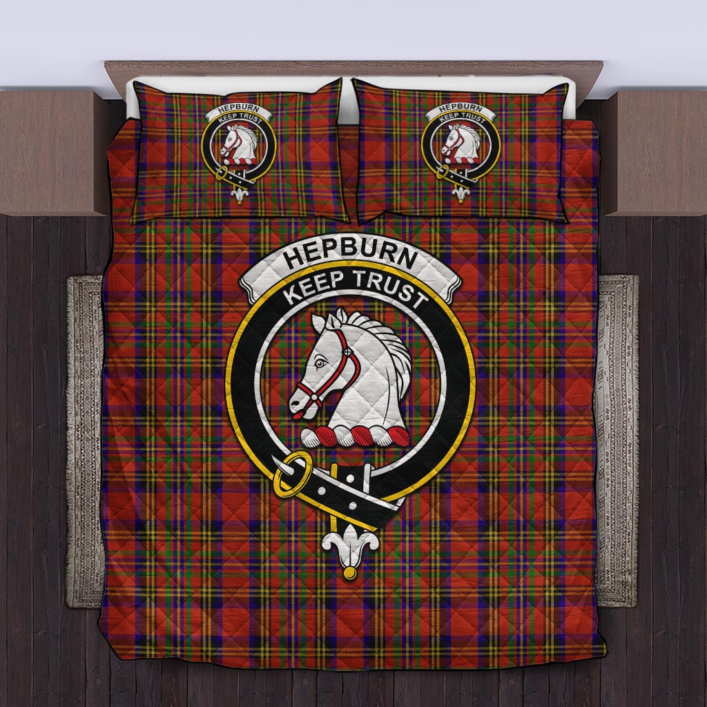 Hepburn Tartan Quilt Bed Set with Family Crest Twin - Tartan Vibes Clothing