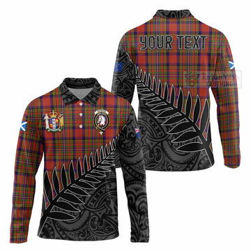 Hepburn Crest Tartan Long Sleeve Polo Shirt with New Zealand Silver Fern Half Style