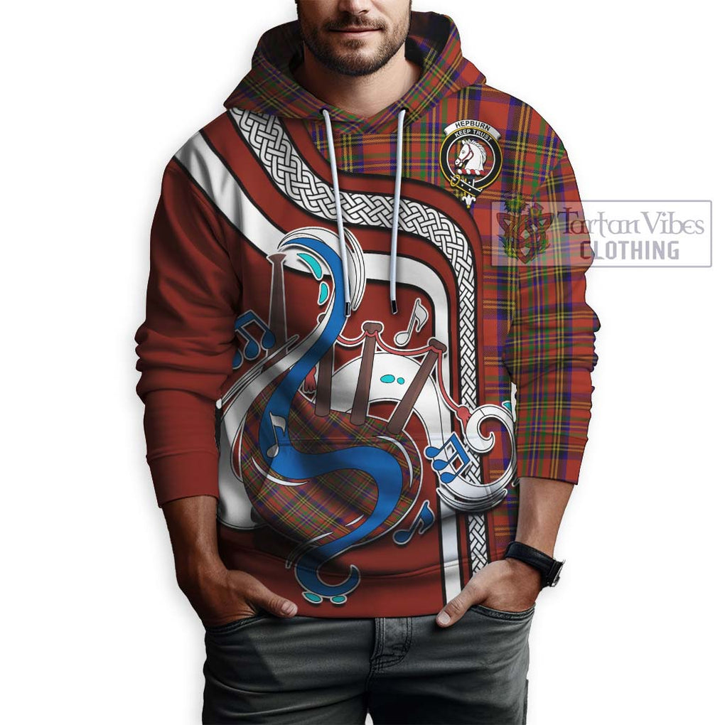 Hepburn Tartan Hoodie with Epic Bagpipe Style Zip Hoodie - Tartanvibesclothing Shop