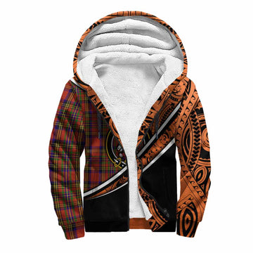 Hepburn Crest Tartan Sherpa Hoodie with Polynesian Vibes Style - Orange Version