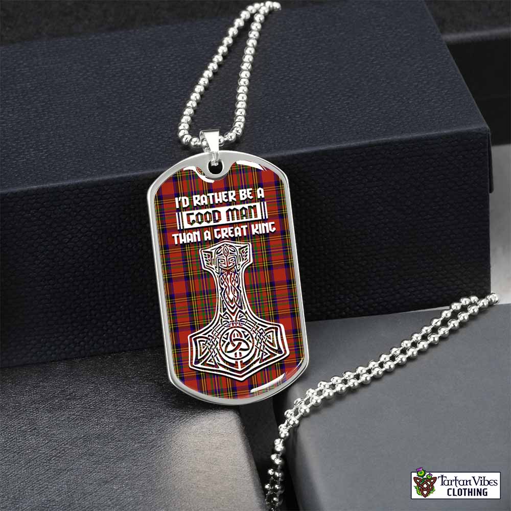 Tartan Vibes Clothing Hepburn Tartan Dog Tag Necklace Viking Mjolnir Style