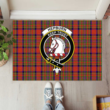 Hepburn Tartan Door Mat with Family Crest