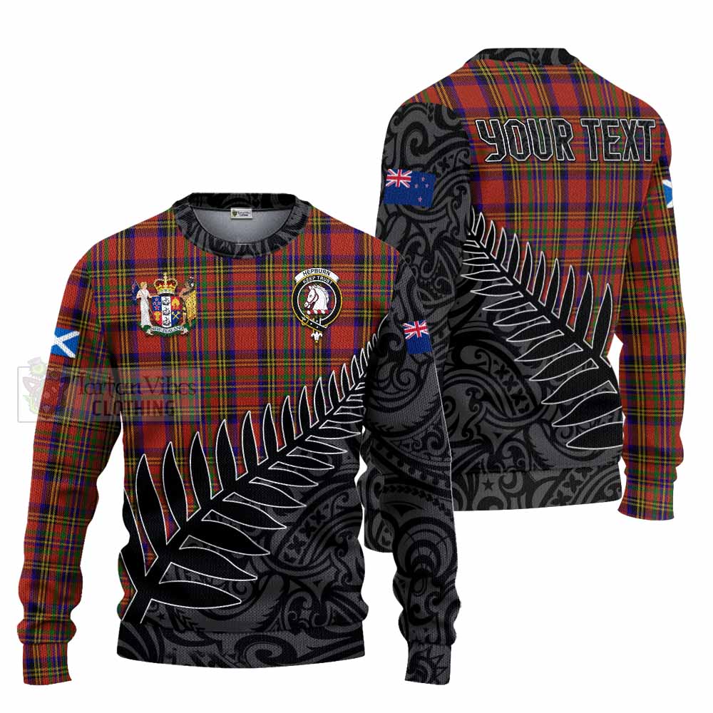 Tartan Vibes Clothing Hepburn Crest Tartan Knitted Sweater with New Zealand Silver Fern Half Style