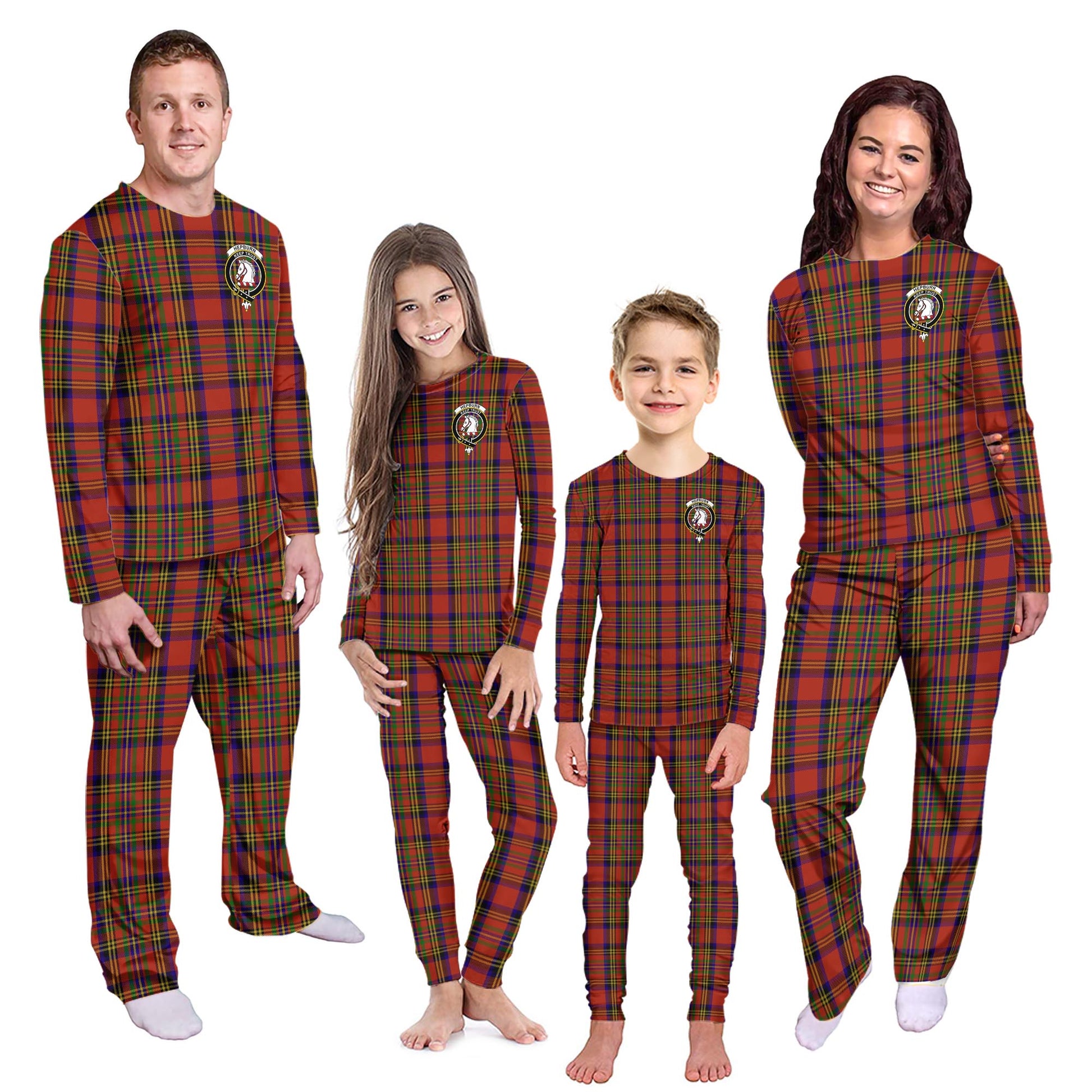 Hepburn Tartan Pajamas Family Set with Family Crest Kid - Tartan Vibes Clothing