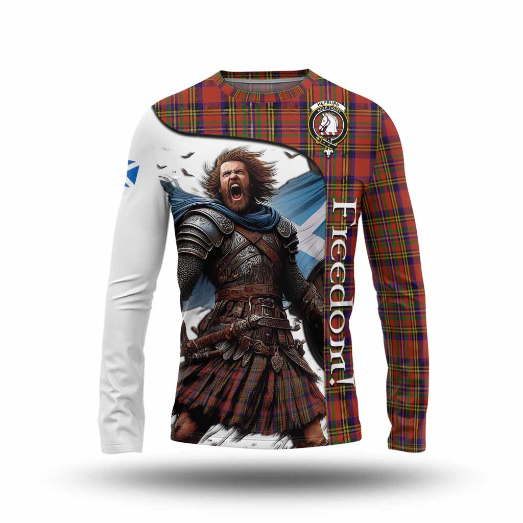 Tartan Vibes Clothing Hepburn Crest Tartan Long Sleeve T-Shirt Inspired by the Freedom of Scottish Warrior