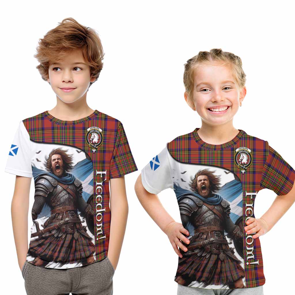 Tartan Vibes Clothing Hepburn Crest Tartan Kid T-Shirt Inspired by the Freedom of Scottish Warrior