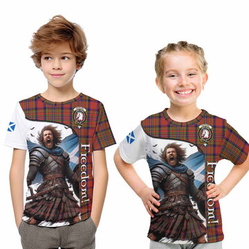 Hepburn Crest Tartan Kid T-Shirt Inspired by the Freedom of Scottish Warrior