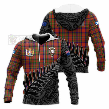 Hepburn Crest Tartan Knitted Hoodie with New Zealand Silver Fern Half Style