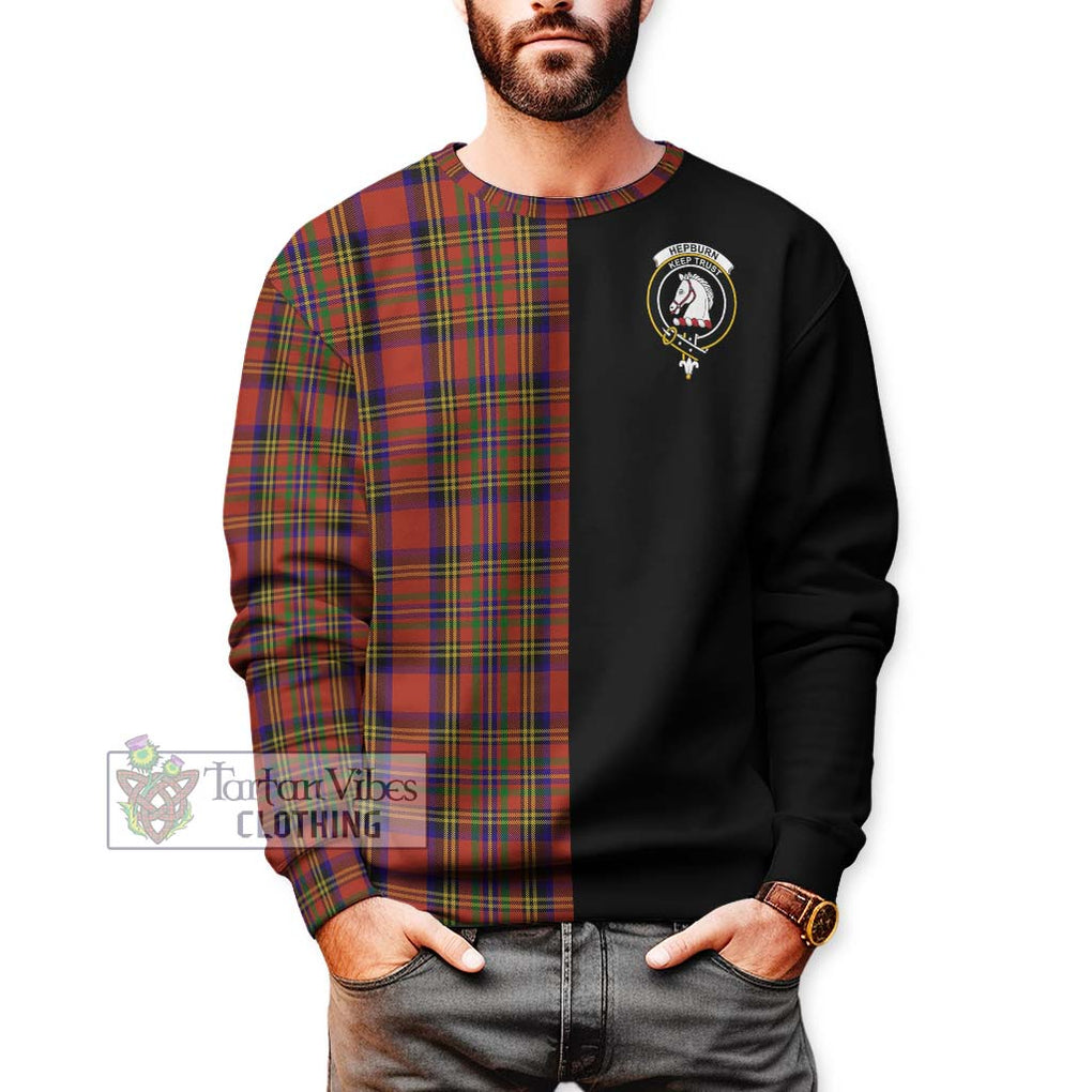 Hepburn Tartan Sweatshirt with Family Crest and Half Of Me Style Unisex - Tartanvibesclothing Shop