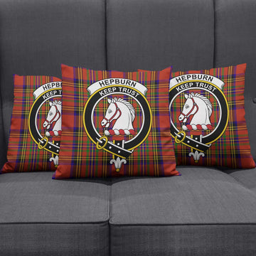 Hepburn Tartan Pillow Cover with Family Crest