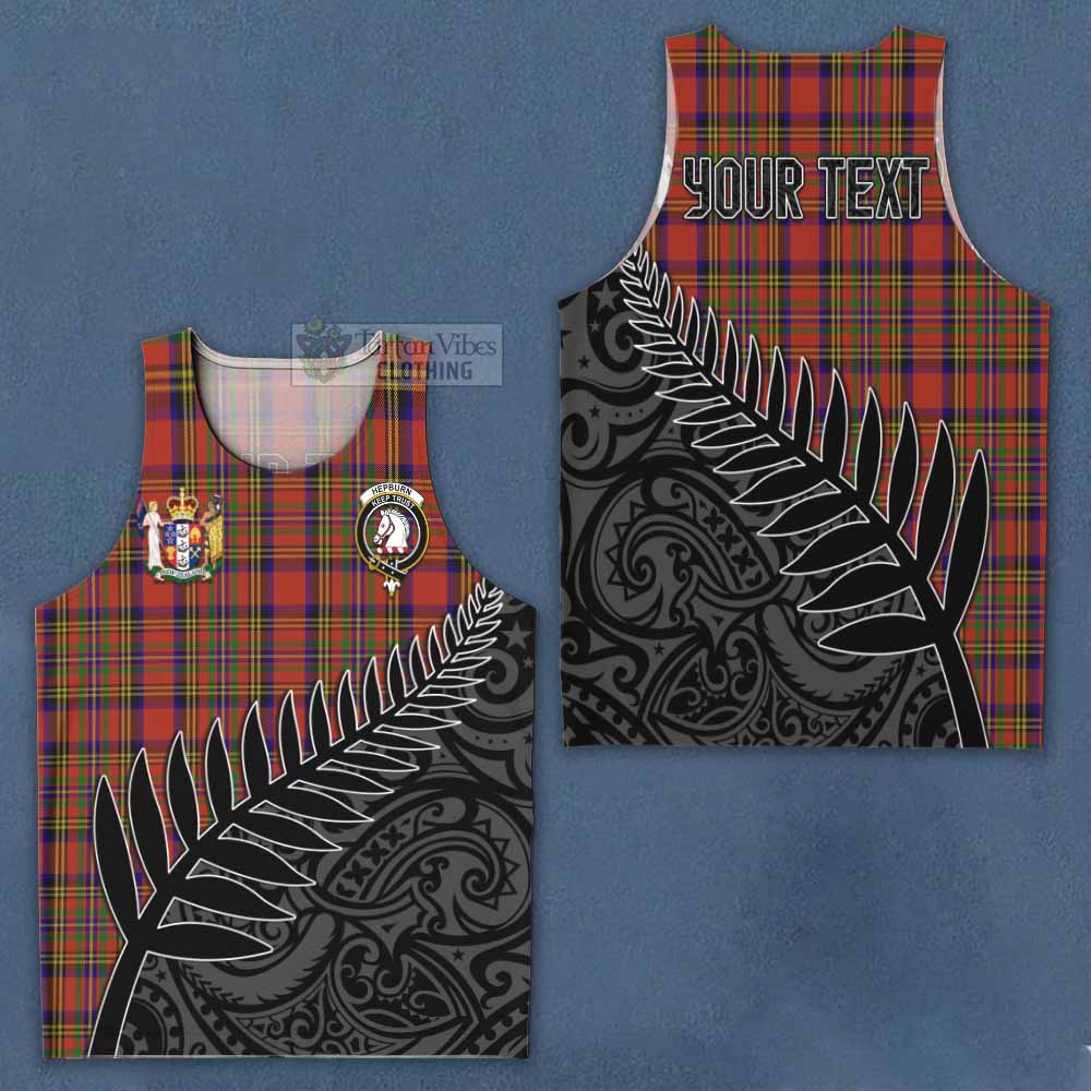 Tartan Vibes Clothing Hepburn Crest Tartan Men's Tank Top with New Zealand Silver Fern Half Style