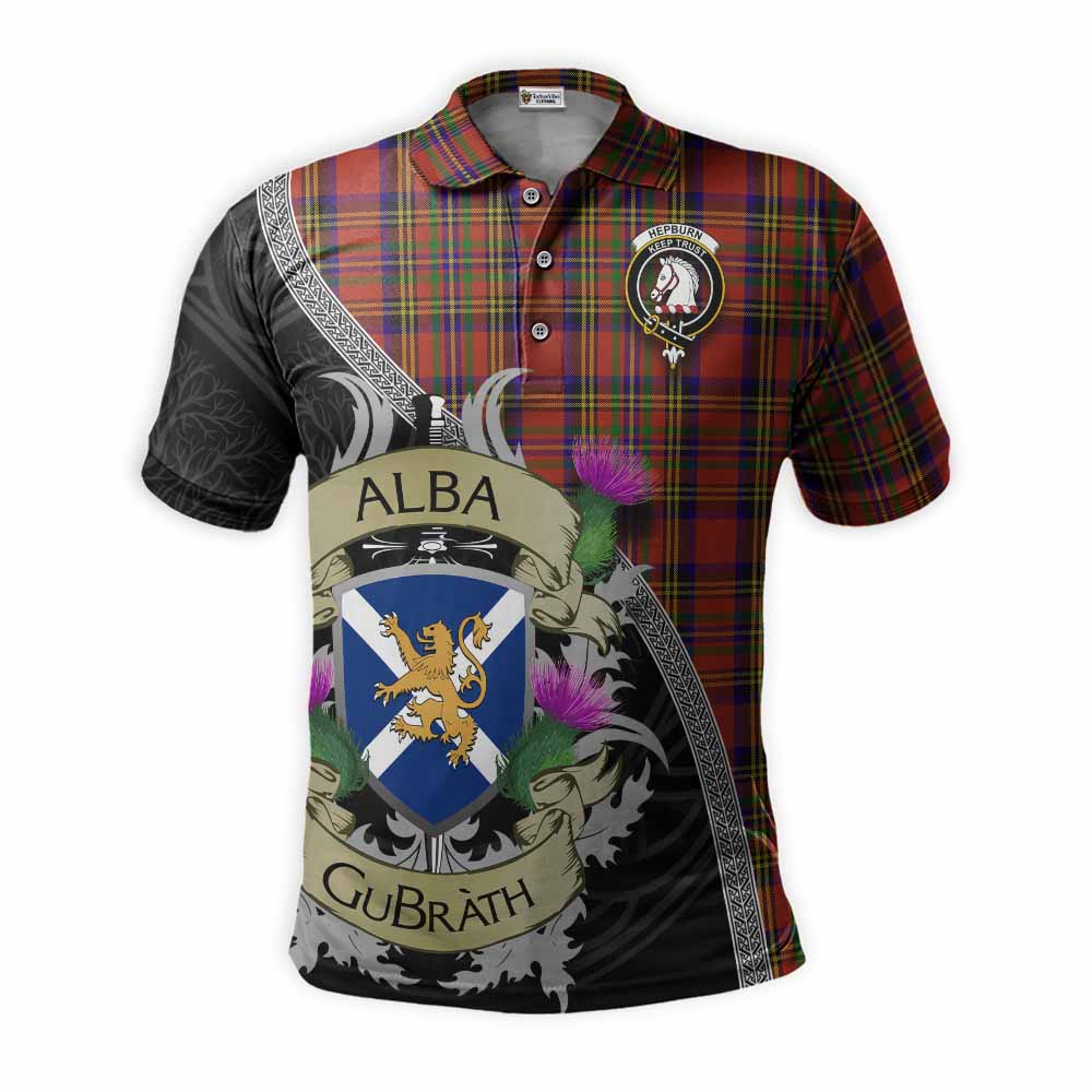 Hepburn Tartan Family Crest Polo Shirt Lion Rampant Royal Thistle Shield Celtic Inspired Kid - Tartan Vibes Clothing