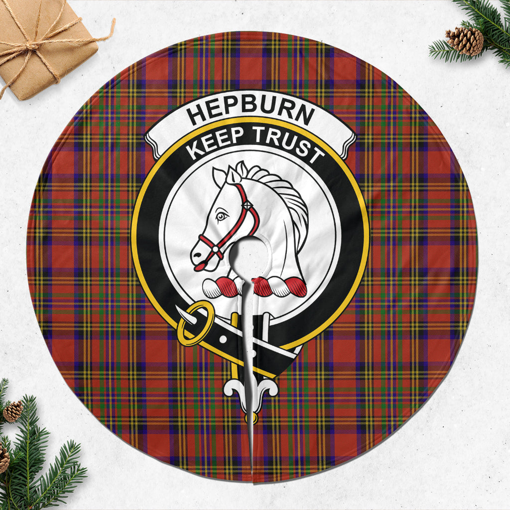 Hepburn Tartan Christmas Tree Skirt with Family Crest - Tartanvibesclothing