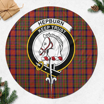 Hepburn Tartan Christmas Tree Skirt with Family Crest