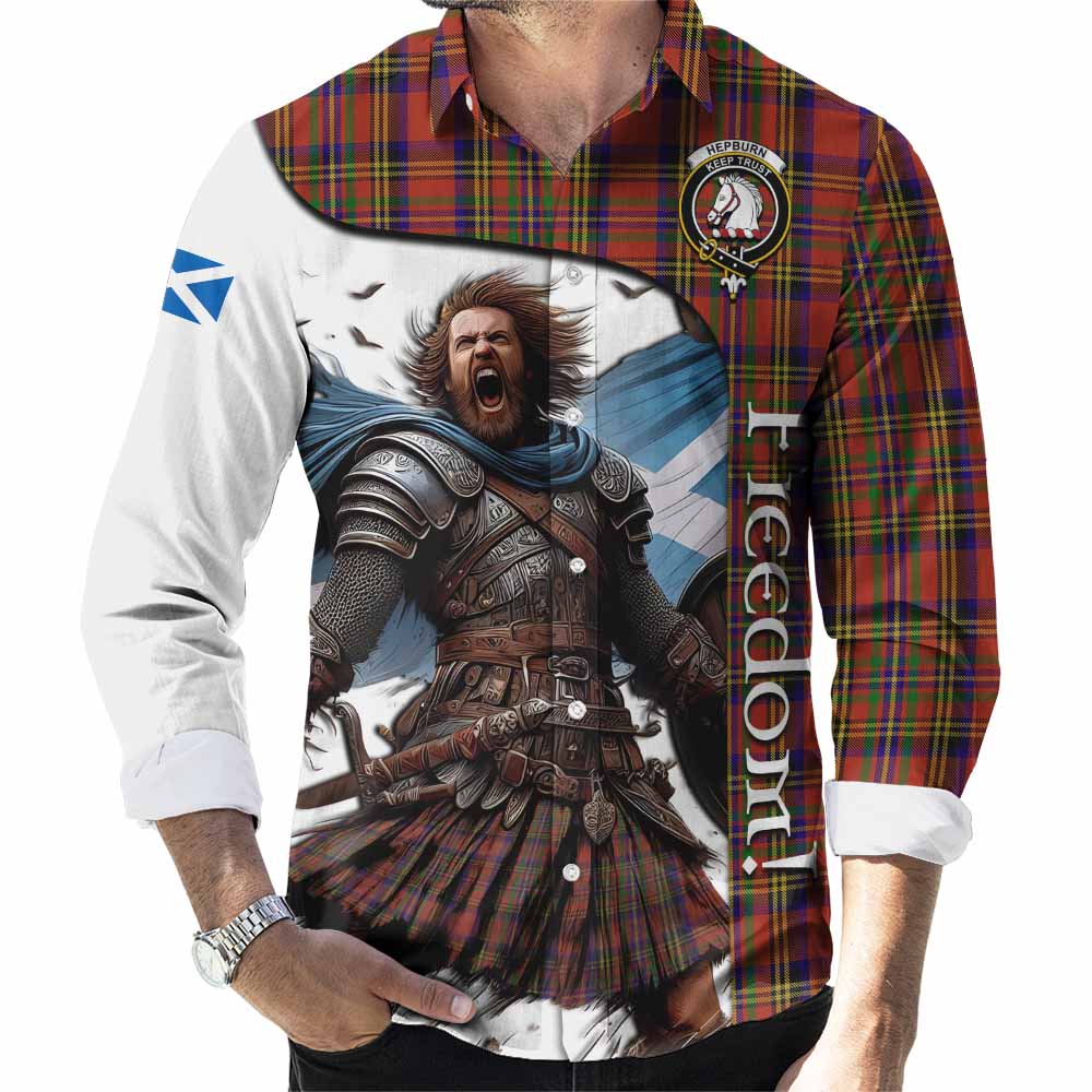 Tartan Vibes Clothing Hepburn Crest Tartan Long Sleeve Button Shirt Inspired by the Freedom of Scottish Warrior