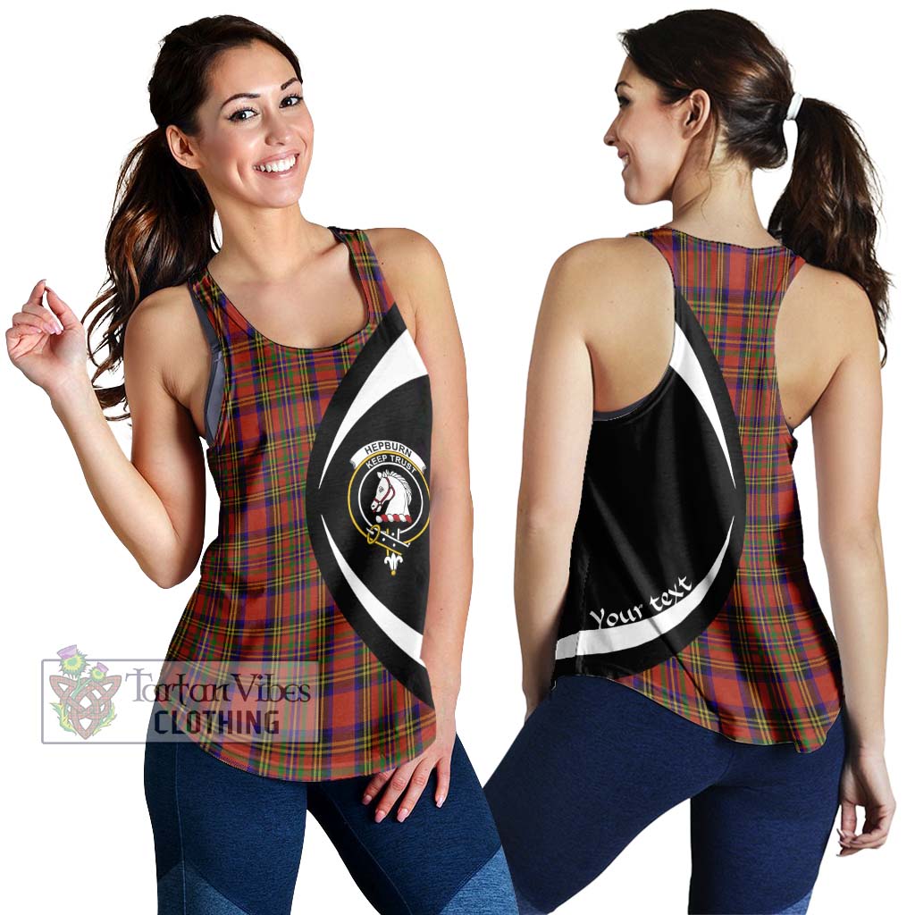 Hepburn Tartan Women's Racerback Tanks with Family Crest Circle Style 4XL - Tartan Vibes Clothing