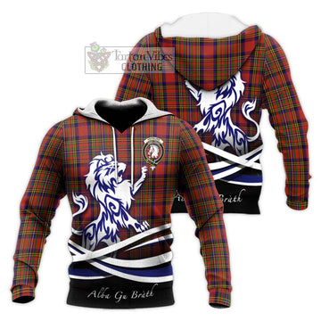 Hepburn Tartan Knitted Hoodie with Alba Gu Brath Regal Lion Emblem