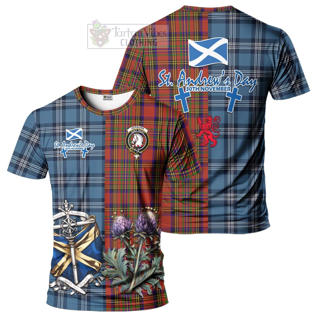 Tartan Vibes Clothing Hepburn Tartan T-Shirt Happy St. Andrew's Day Half Tartan Style