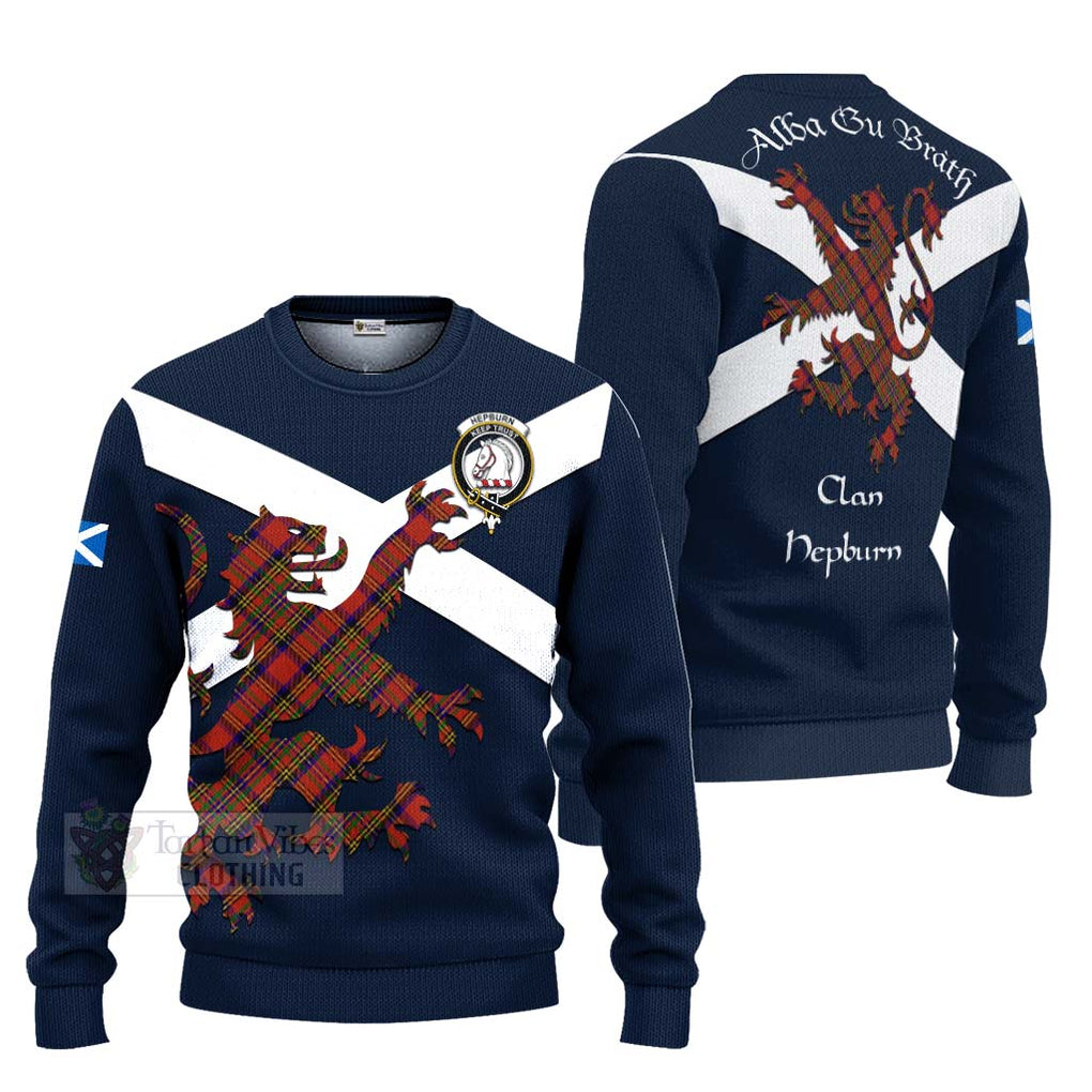 Tartan Vibes Clothing Hepburn Tartan Lion Rampant Knitted Sweater – Proudly Display Your Heritage with Alba Gu Brath and Clan Name