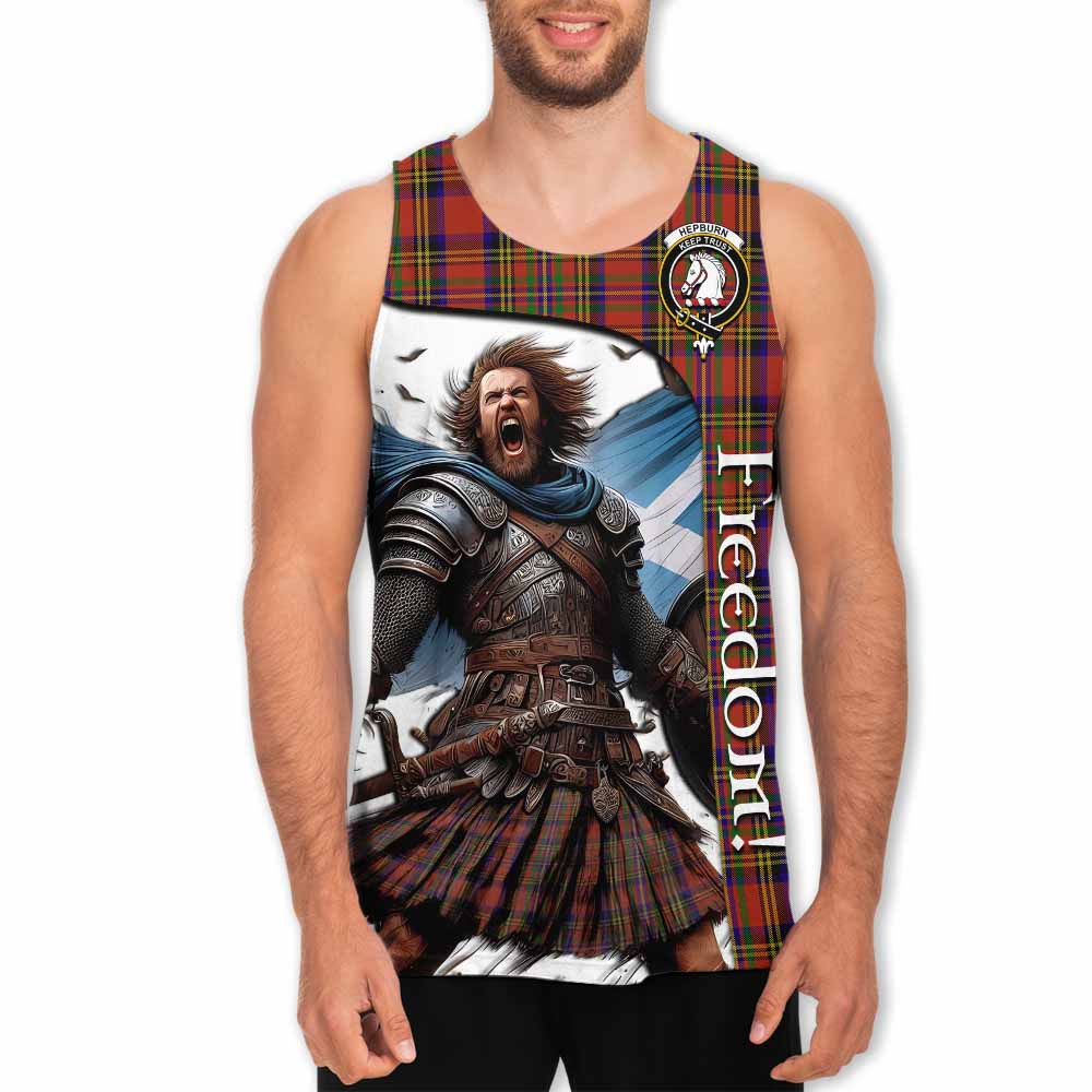 Tartan Vibes Clothing Hepburn Crest Tartan Men's Tank Top Inspired by the Freedom of Scottish Warrior