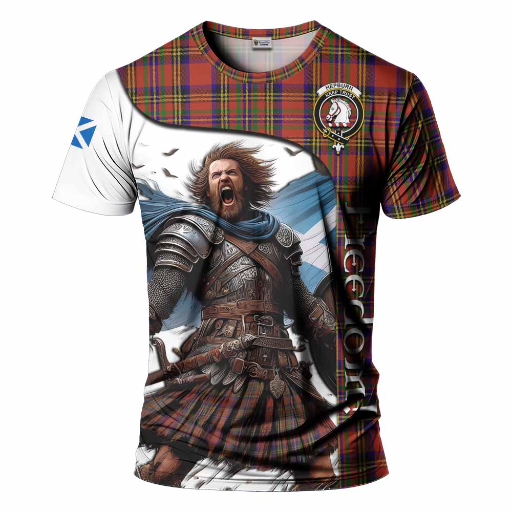 Hepburn Crest Tartan T-Shirt Inspired by the Freedom of Scottish Warrior