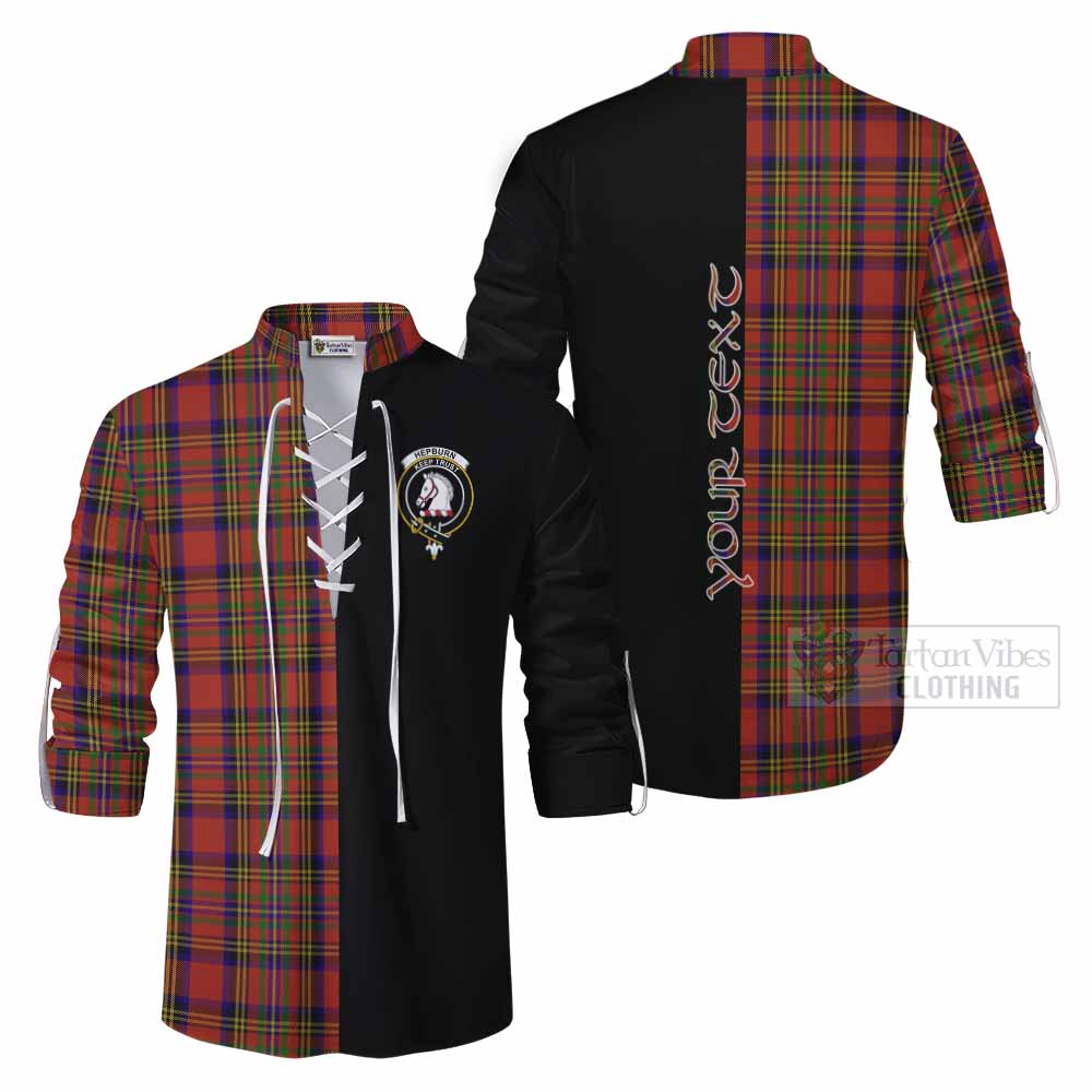 Tartan Vibes Clothing Hepburn Tartan Ghillie Kilt Shirt with Family Crest and Half Of Me Style