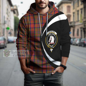 Hepburn Tartan Hoodie with Family Crest Circle Style