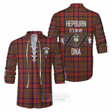 Hepburn Tartan Ghillie Kilt Shirt with Family Crest DNA In Me Style