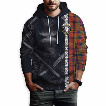 Hepburn Tartan Hoodie with Family Crest Cross Sword Thistle Celtic Vibes