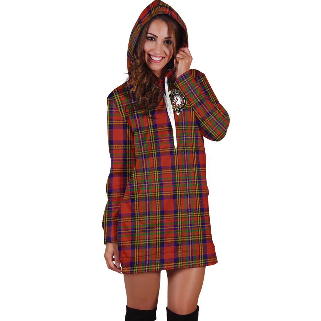 Hepburn Tartan Hoodie Dress with Family Crest - Tartan Vibes Clothing