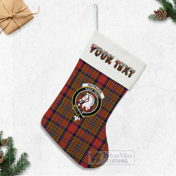 Hepburn Tartan Family Crest Christmas Stocking with Personalized Text