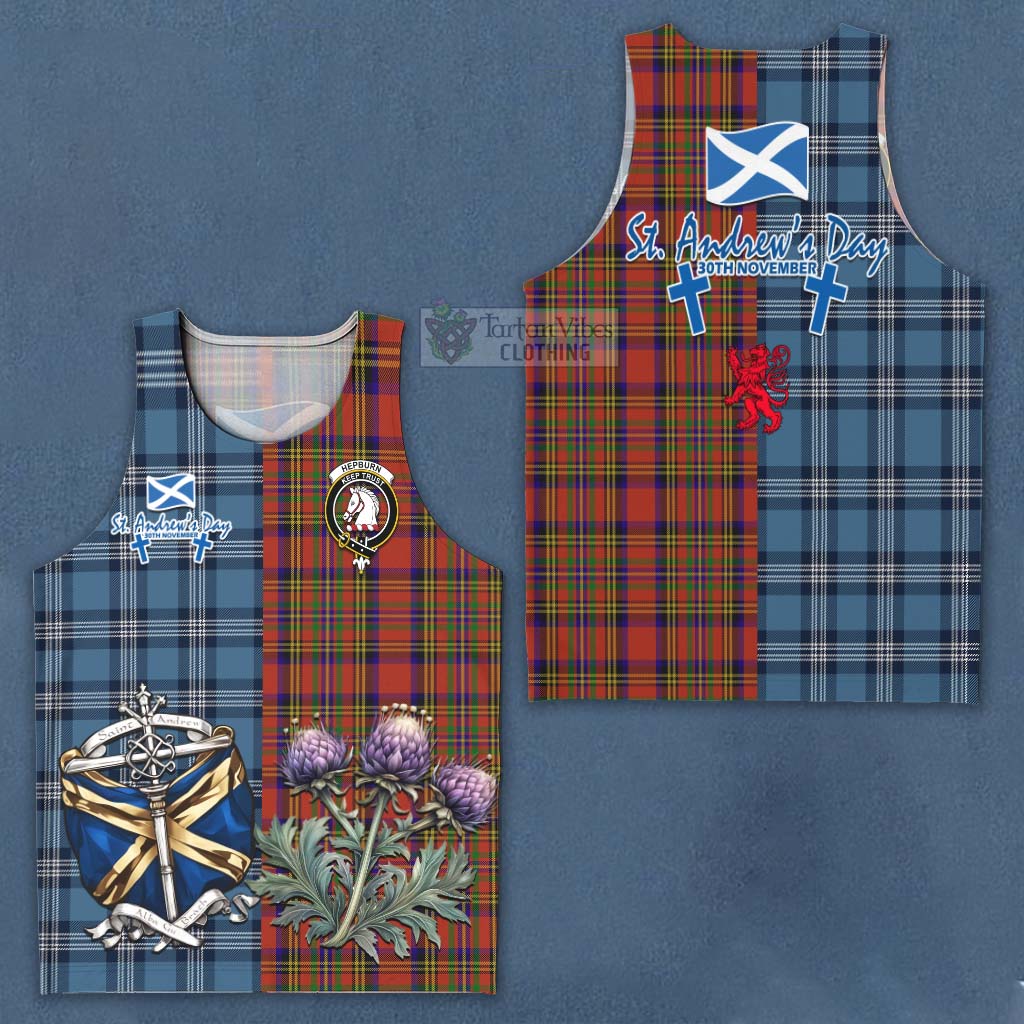 Hepburn Tartan Men's Tank Top Happy St. Andrew's Day Half Tartan Style Men - Tartan Vibes Clothing