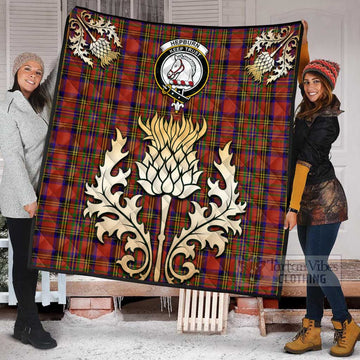 Hepburn Tartan Quilt with Family Crest and Golden Thistle Style