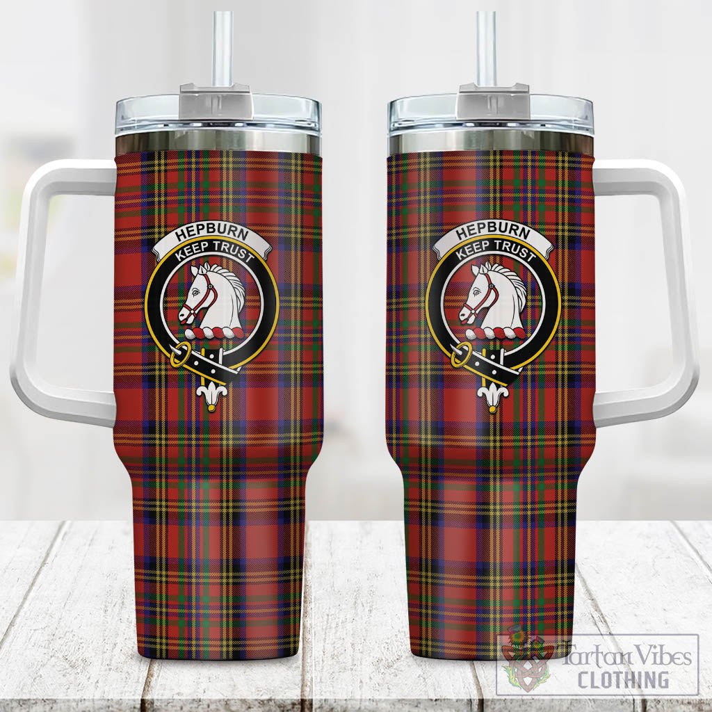 Tartan Vibes Clothing Hepburn Tartan and Family Crest Tumbler with Handle