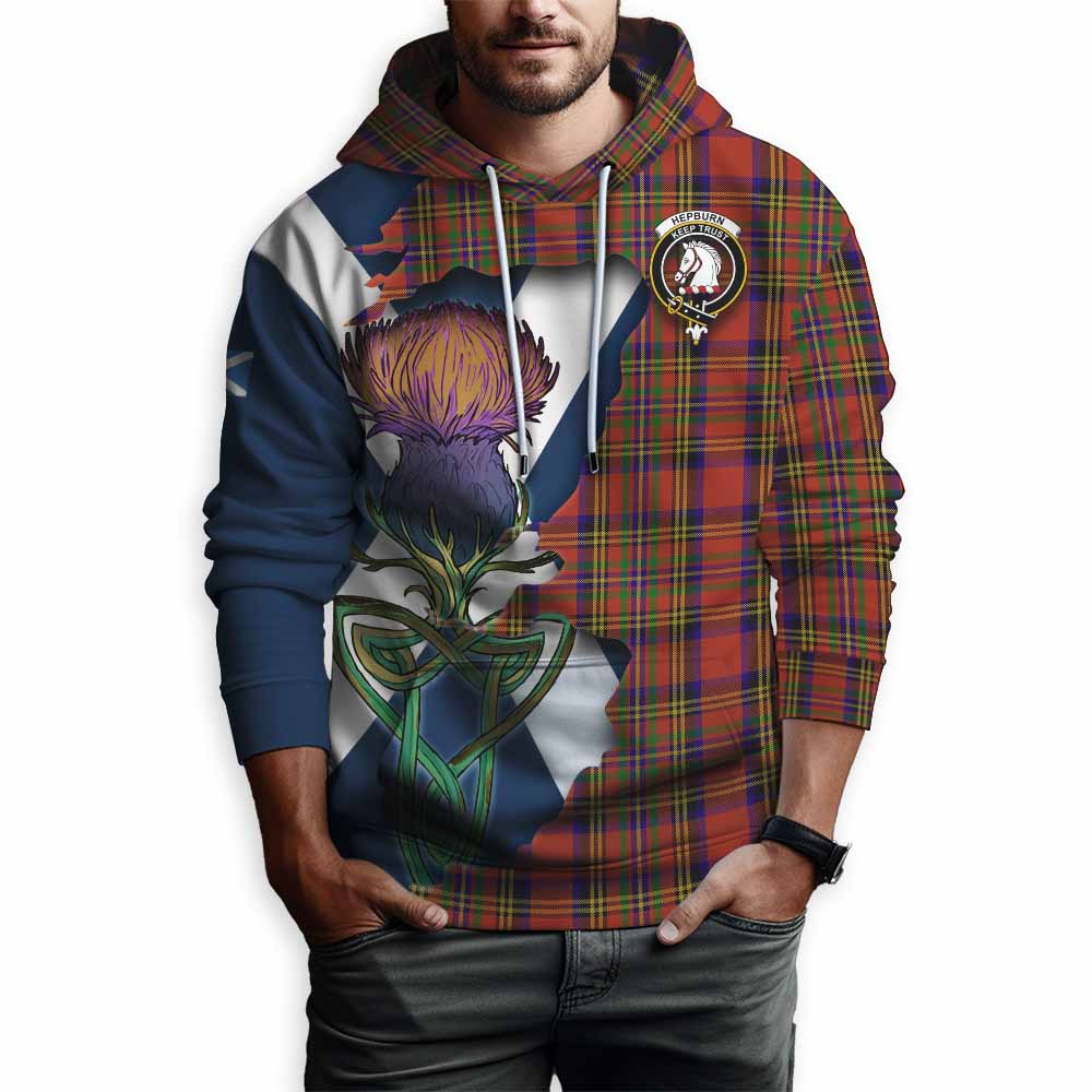 Hepburn Tartan Family Crest Hoodie Scottish Thistle Celtic Inspired Pullover Hoodie - Tartan Vibes Clothing
