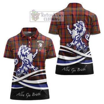 Hepburn Tartan Women's Polo Shirt with Alba Gu Brath Regal Lion Emblem