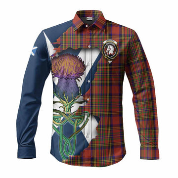 Hepburn Tartan Family Crest Long Sleeve Button Shirt Scottish Thistle Celtic Inspired Men's Shirt S - Tartan Vibes Clothing