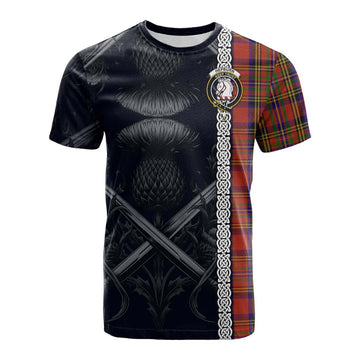 Hepburn Tartan Cotton T-shirt with Family Crest Cross Sword Thistle Celtic Vibes