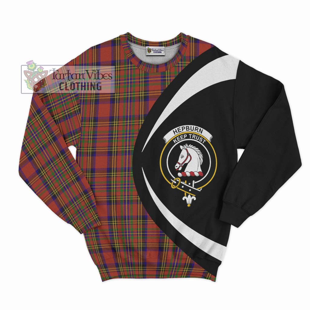 Hepburn Tartan Sweatshirt with Family Crest Circle Style Unisex - Tartan Vibes Clothing