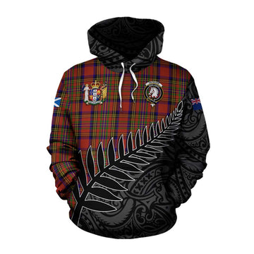 Hepburn Crest Tartan Cotton Hoodie with New Zealand Silver Fern Half Style