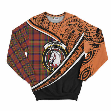 Hepburn Crest Tartan Sweatshirt with Polynesian Vibes Style - Orange Version