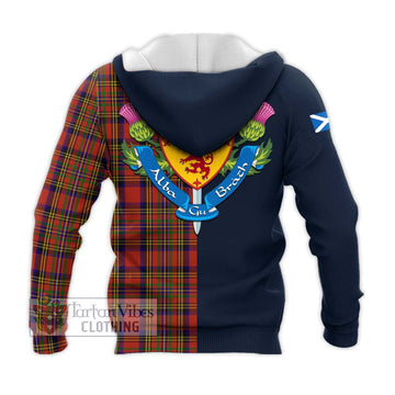 Hepburn Tartan Knitted Hoodie Alba with Scottish Lion Royal Arm Half Style