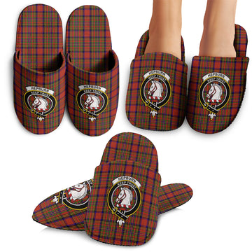 Hepburn Tartan Home Slippers with Family Crest