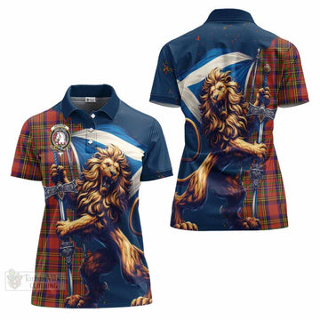 Hepburn Tartan Family Crest Women's Polo Shirt with Scottish Majestic Lion