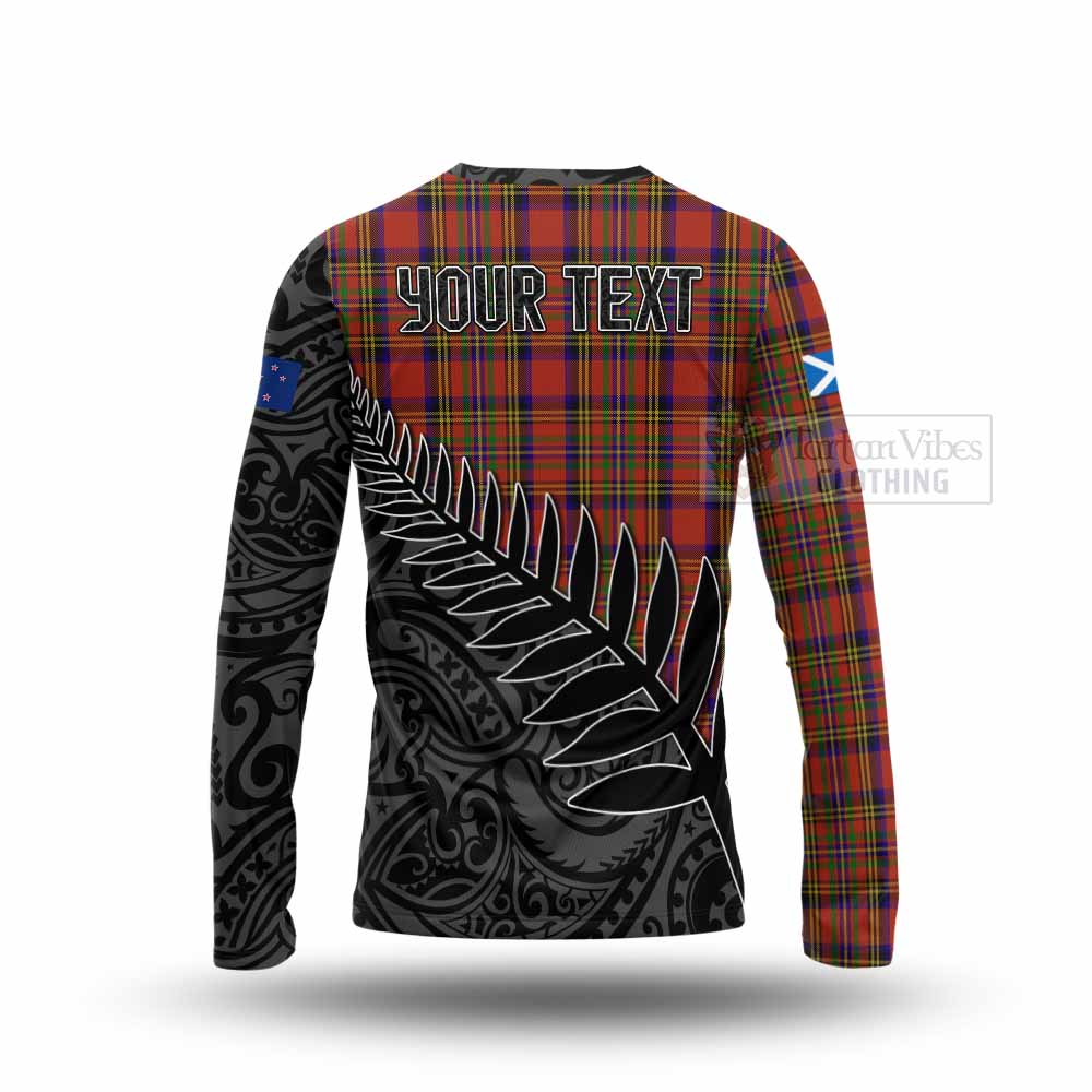 Tartan Vibes Clothing Hepburn Crest Tartan Long Sleeve T-Shirt with New Zealand Silver Fern Half Style