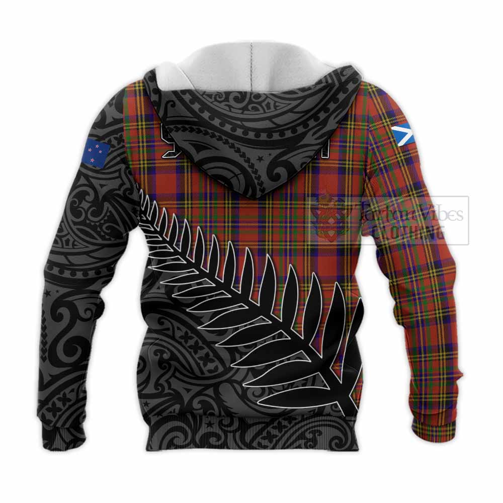 Tartan Vibes Clothing Hepburn Crest Tartan Knitted Hoodie with New Zealand Silver Fern Half Style