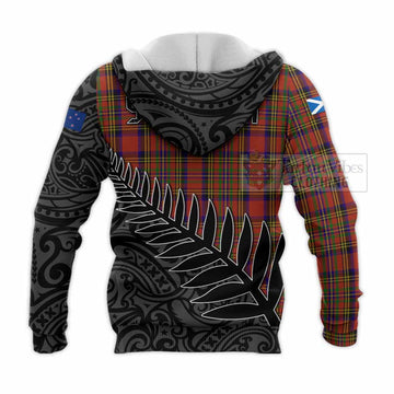 Hepburn Crest Tartan Knitted Hoodie with New Zealand Silver Fern Half Style