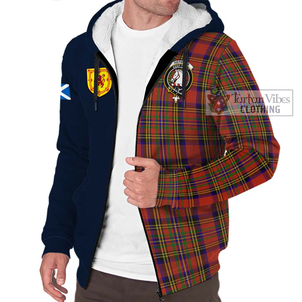 Tartan Vibes Clothing Hepburn Tartan Sherpa Hoodie with Scottish Lion Royal Arm Half Style